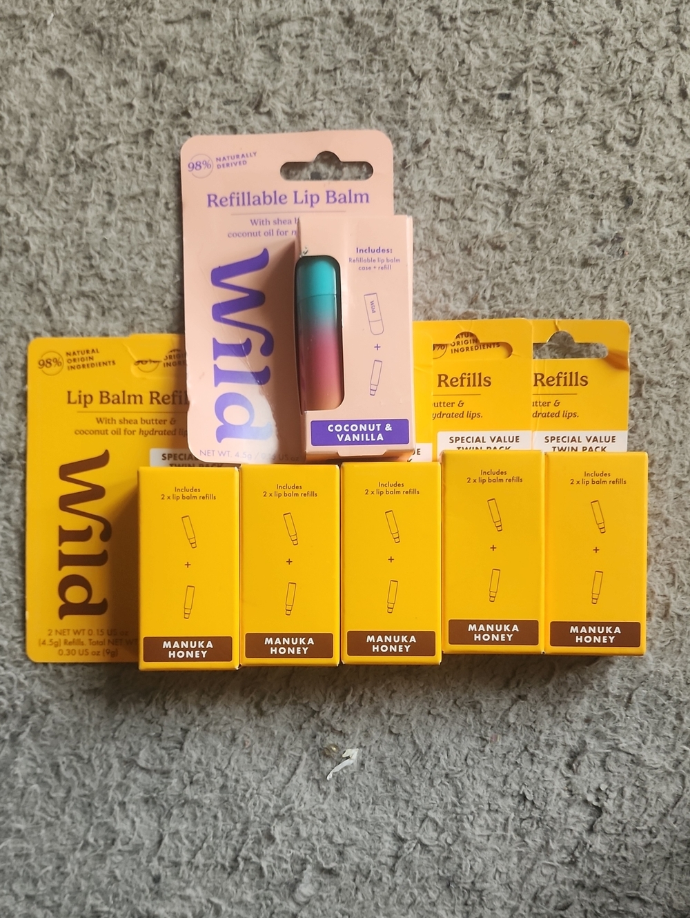 bulk 6 wild lip balm refillable and refills